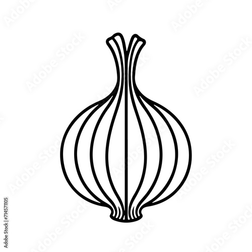 Minimalistic Black Line Onion Icon
