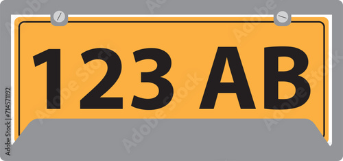 Yellow license plate, vector illustration