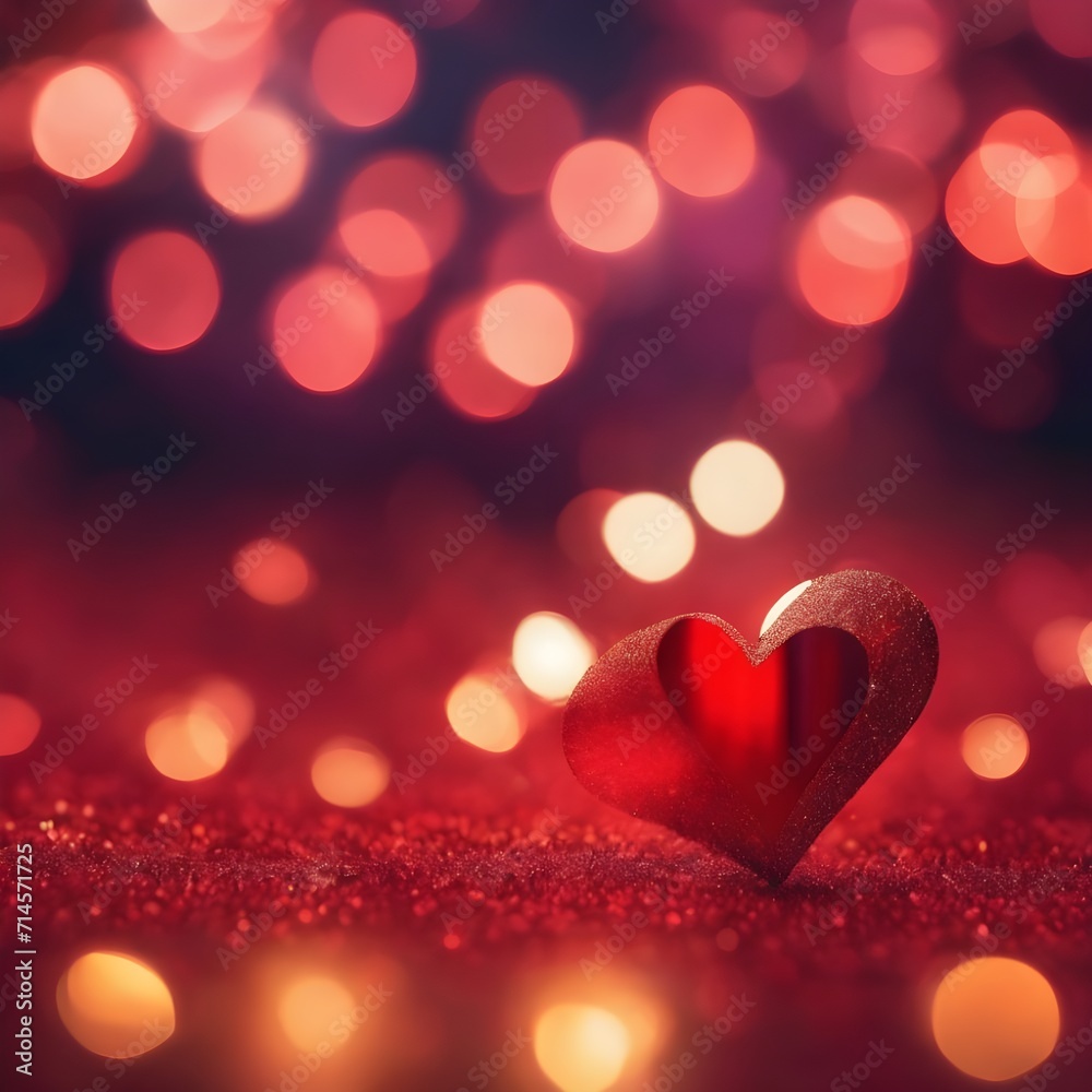 Abstract texture of bokeh heart shaped light. Love Valentine day concept. Sparkling light background