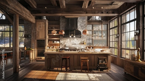 Rustic Kitchen Charm- Embracing Natural Elements and Warmth