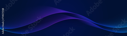 Abstract background with blue glowing wavy lines with technology connection concept. Modern minimal trendy shiny purple lines pattern. Soft motion in dark space. Vector illustration © pickup