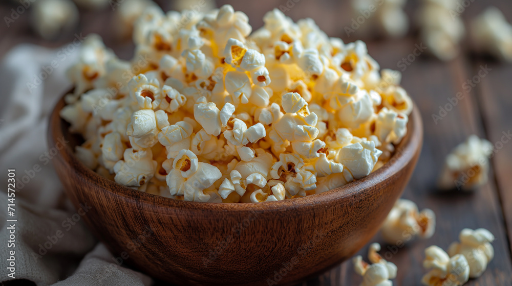 Close-up Shot of Tempting Popcorn. Generative AI. Close-up Shot of Tempting Popcorn. Generative AI.