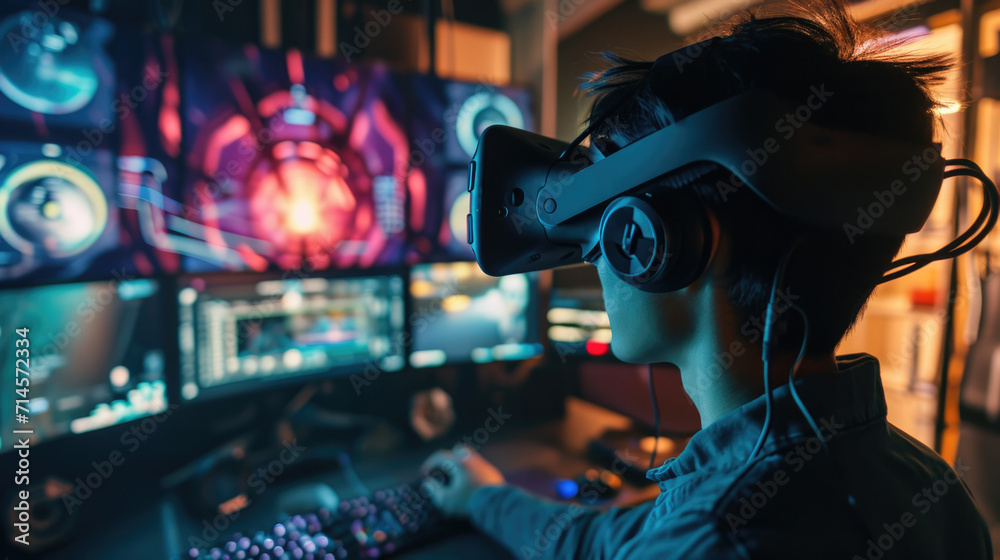 A snapshot of a dynamic virtual reality game developer creating immersive experiences A snapshot of a dynamic virtual reality game developer creating immersive experiences