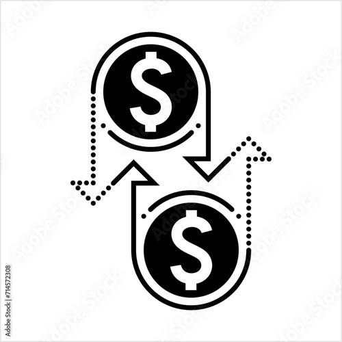 Cash Flow Icon, Money, Currency Flow, Inflow Outflow, Business Economy Activity