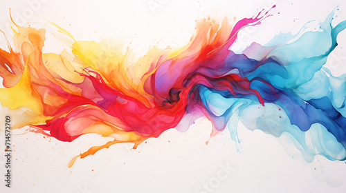 watercolor brush stroke on white background with blue red yellow purple orange