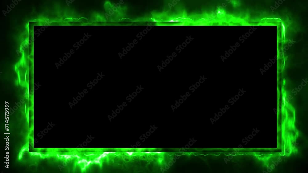 Vidéo Stock neon border frame, green glowing border, rectangle, square