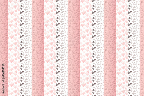 Red love hearts seamless pattern illustration. Cute romantic pink hearts background print. For screen printing, paper craft printable, wedding invitations covers, stationery designs, fabric prints