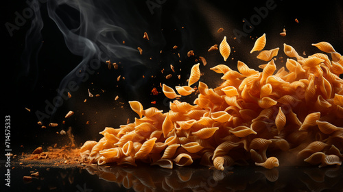 Pasta on a black background