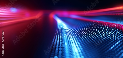 Abstract Background blurring blue and red light, in the style of colorful curves, rim light, realistic hyper-detail