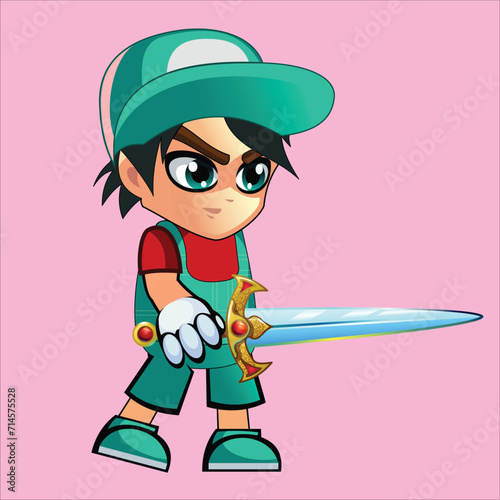 Spartan Cartoon Attack Game Character Animation Sprite Template Vector pose 5
