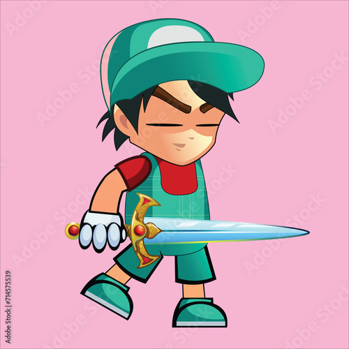 Spartan Cartoon Attack Game Character Animation Sprite Template Vector pose 4