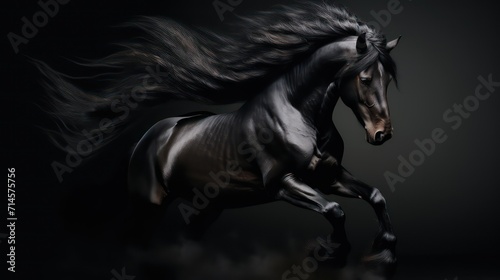 black horse on black background © Sania