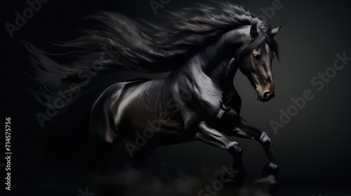 black horse on black background