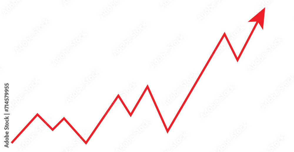 Financial chart with interweaving arrows going up and vector on a white background Financial chart with interweaving arrows going up and vector on a white background