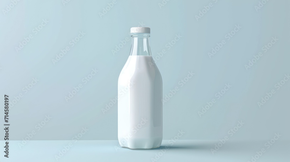 a bottle of milk sitting on a table with a light blue back ground and a light blue back ground, with a light blue back ground and a light blue back ground. a bottle of milk sitting on a table with a light blue back ground and a light blue back ground, with a light blue back ground and a light blue back ground.