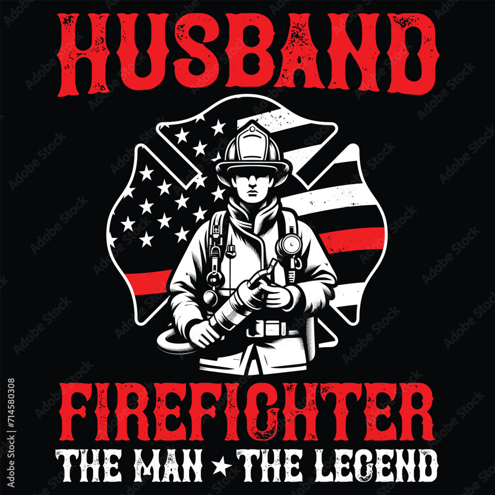 USA American Flag Husband Firefighter The Man The Legend t-shirt design,Funny Gift Firefighter t-shirt design