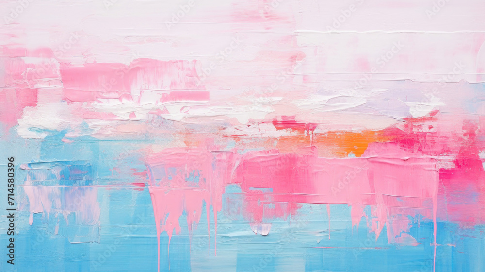 Textured abstract painting with pink and blue strokes, ideal for creative backgrounds or artwork.