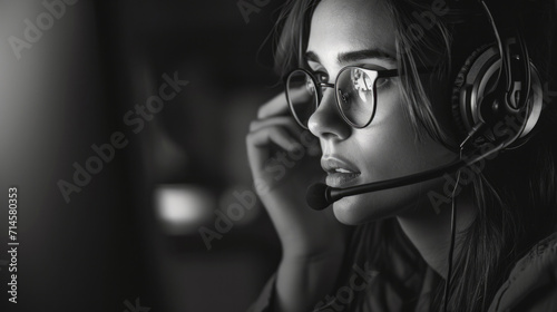 Photograph of a dedicated crisis hotline operator providing support to callers in need photo