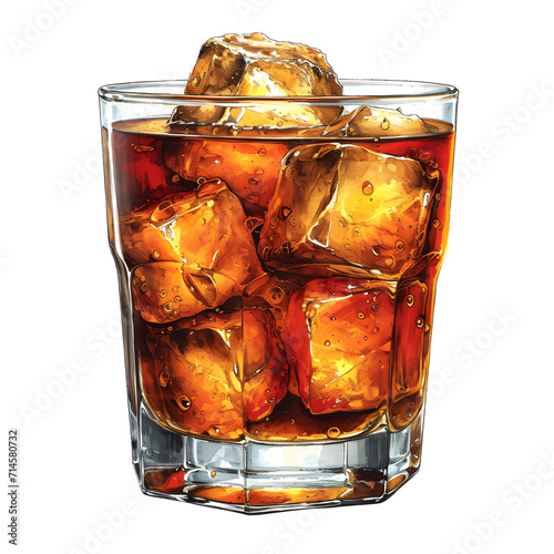 Rum and coke isolated on white background, pop-art, png
 photo