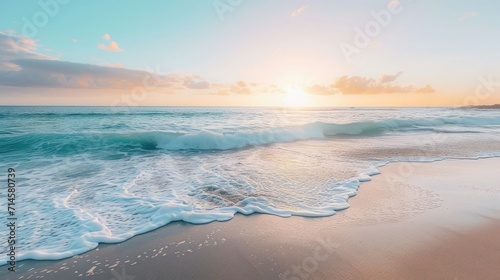 Serenity by the Sea- A Tranquil Wallpaper Background of a Beach at Sunrise