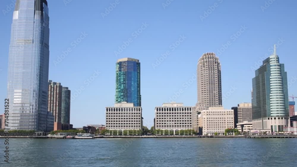 Modern buildings in New York, US, view from ship. Modern buildings in New York, US, view from ship.