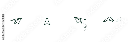 Paper airplane line icon. 4 type, simple design.Vector illustration photo