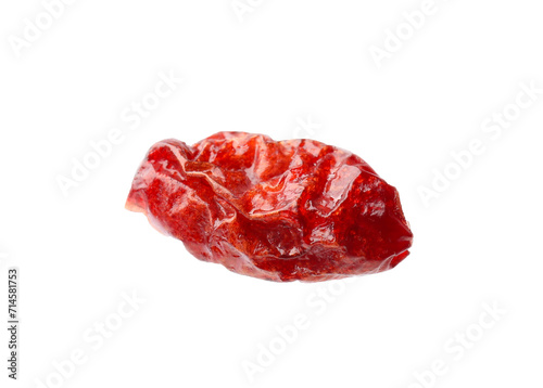 One tasty dried cranberry isolated on white