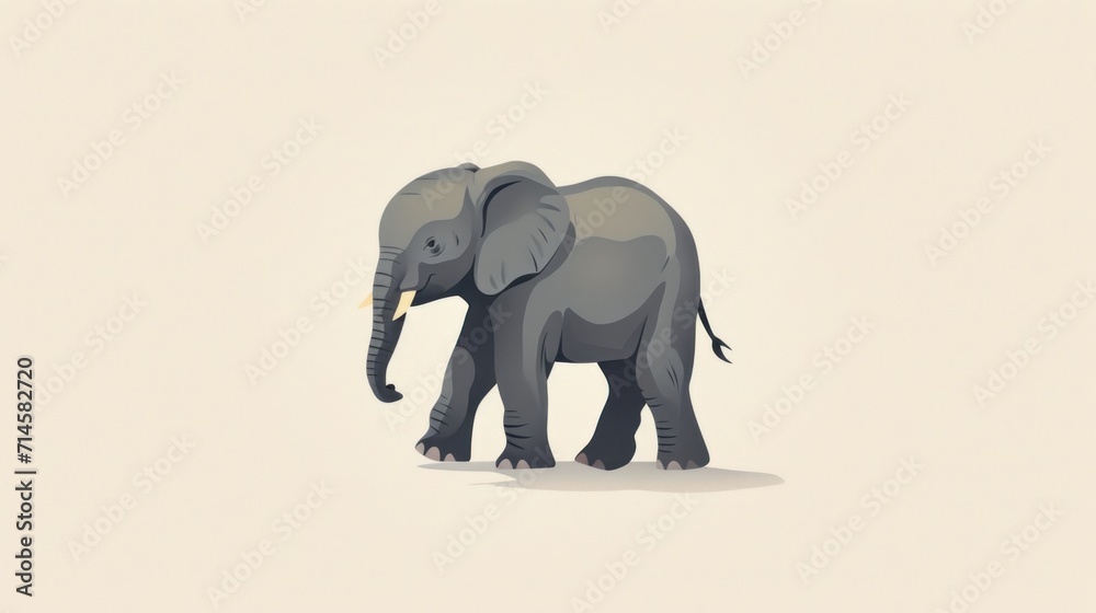  an elephant is standing in the middle of a plain area with a white background and a light gray background, with a small elephant standing in the middle of the middle of the.