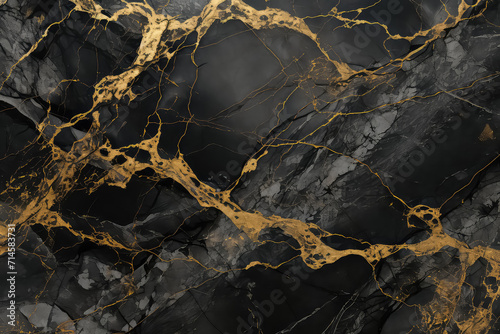 black marble texture background with cracked gold details