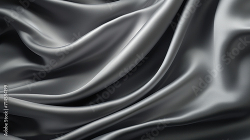 Luxurious black satin silk fabric with soft folds and a smooth texture.