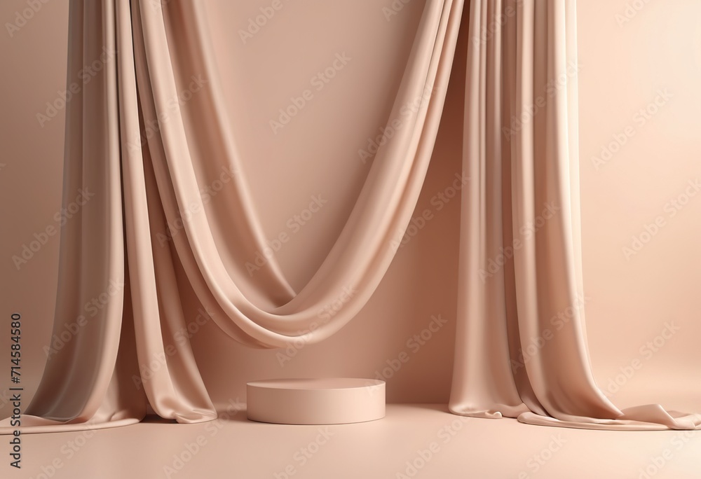 podium on the background of beige curtains podium on the background of beige curtains