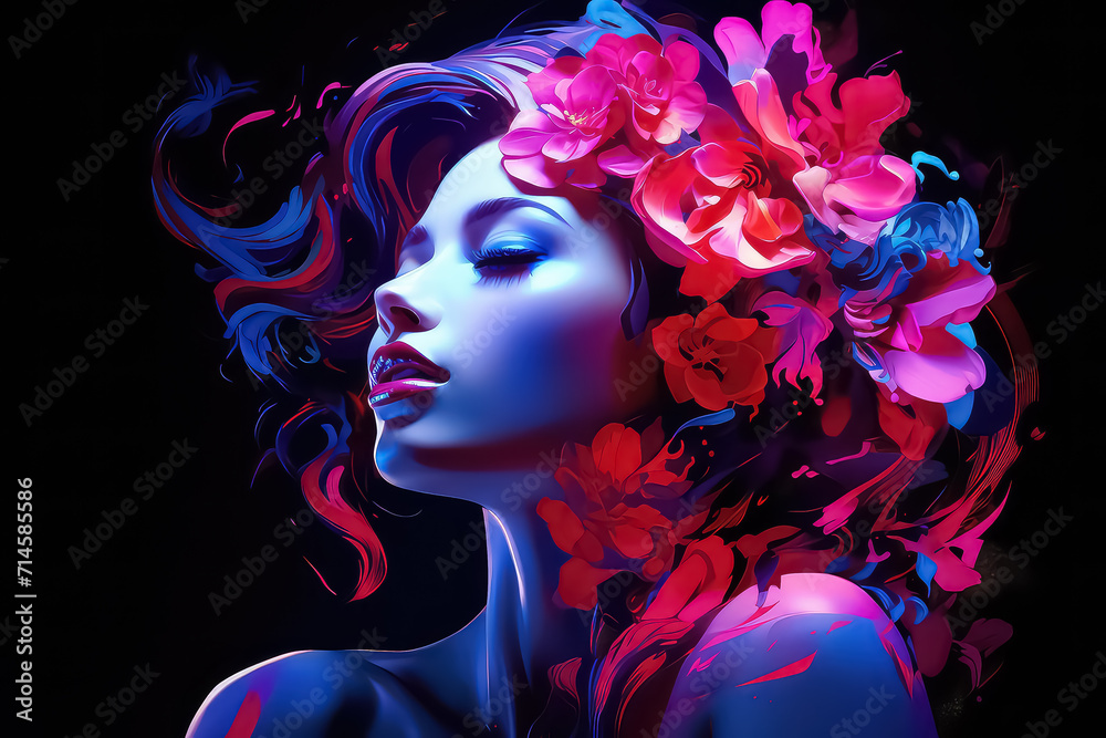 Beautiful abstract creative Women with flowers