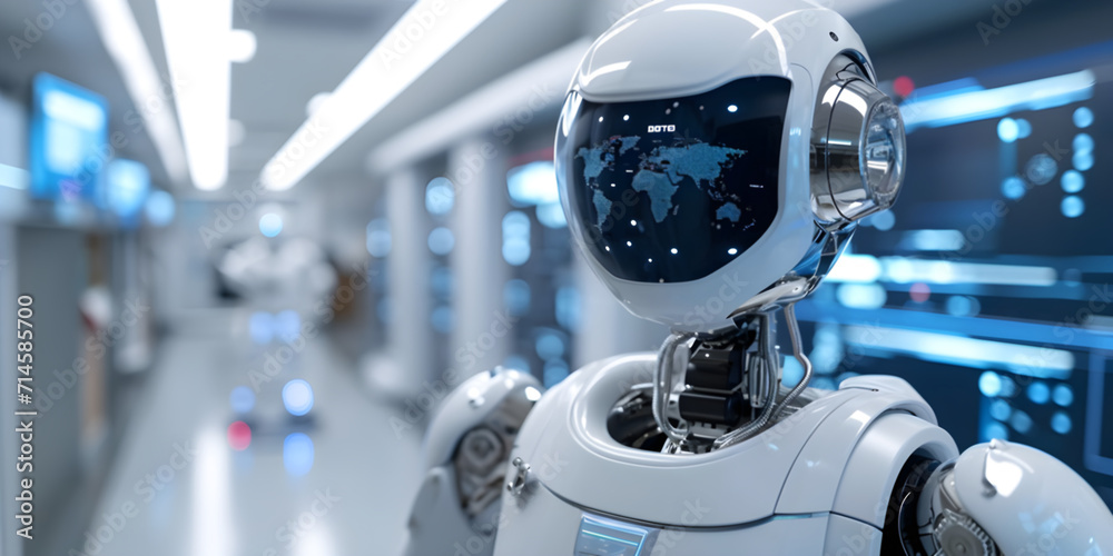 Fototapeta premium futuristic medical healthcare robot in the hospital