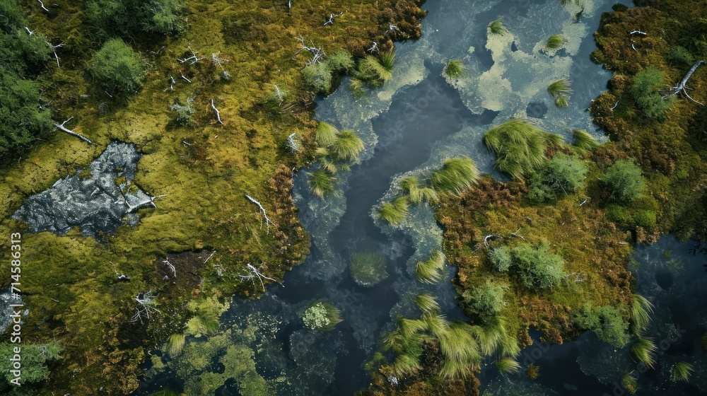  an aerial view of a body of water surrounded by lush green trees and a lot of water in the middle of the picture is an aerial view of the picture.