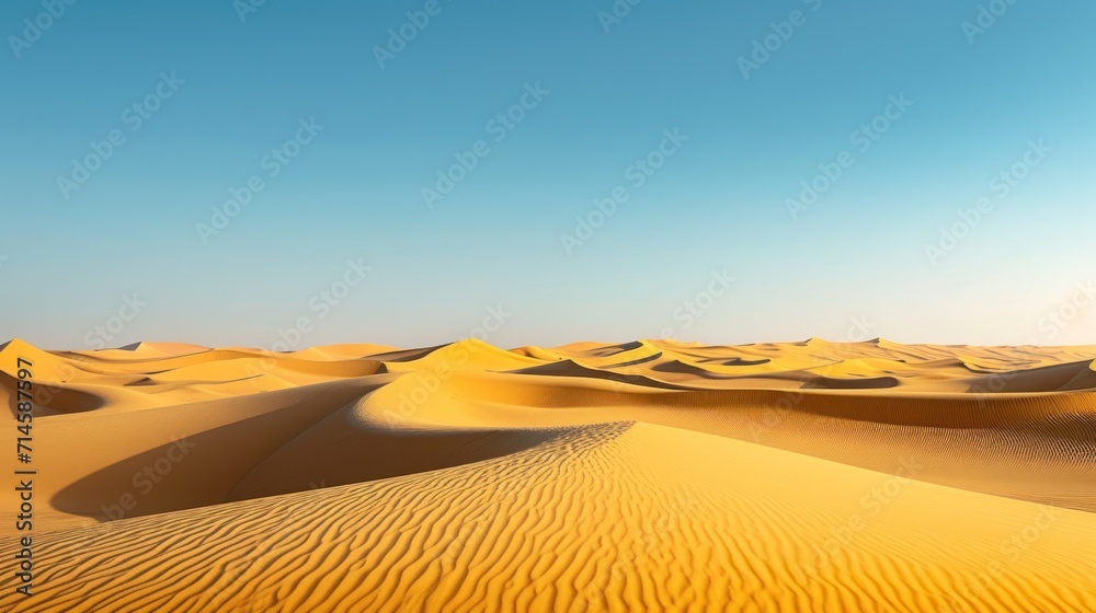 a view of a desert with sand dunes and a bright blue sky in the background with a sunbeam in the middle of the picture and a bright blue sky in the middle of the middle.