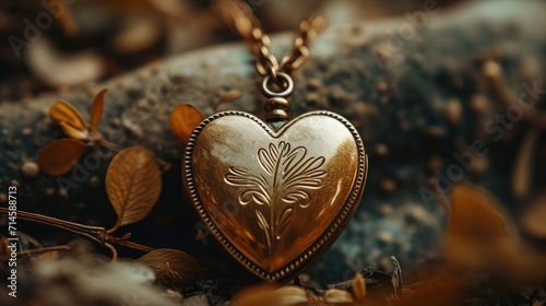 Love's Reflection - A Close-Up of a Heart-Shaped Locket