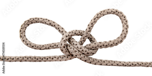 Jute. Twisted linen rope on a white background. Rope. Loop © Vadzim