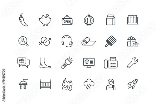Bar chart,Chili pepper,Cleaning lady,Cloud rain,Coffee beans,Crib baby,Erench spanner,Fax,Fingerprint,Flashlight,Foot,Gift talk,Giftgifts,Grill,gym mat,Headset,Heterosexual,Heterosexual,set of icons