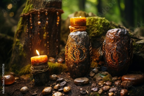 Ancient spirit stones  imbued with the essence of long-forgotten legends - Generative AI