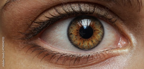  a close up of a person's eye with a brown and yellow iris and a black circle around the center of the iris of the iris of the eye.