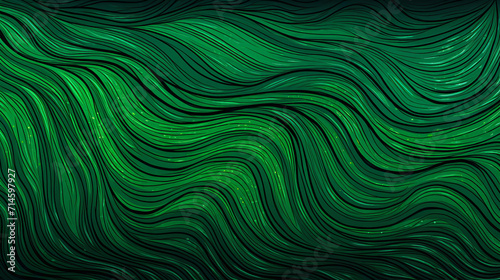 Abstract green background, in the style of flowing forms, texture, wave, dark green and emerald colored