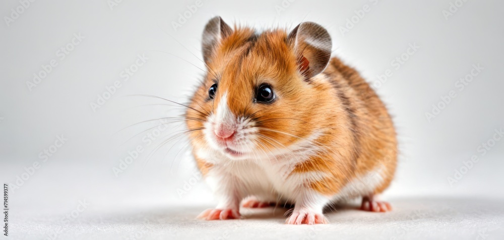 a brown and white hamster sitting on top of a white floor and looking at the camera with a surprised look on its face, with one eye wide open. a brown and white hamster sitting on top of a white floor and looking at the camera with a surprised look on its face, with one eye wide open.