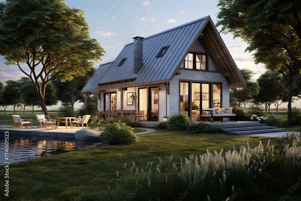 A modern farmhouse in countryside A modern farmhouse in countryside
