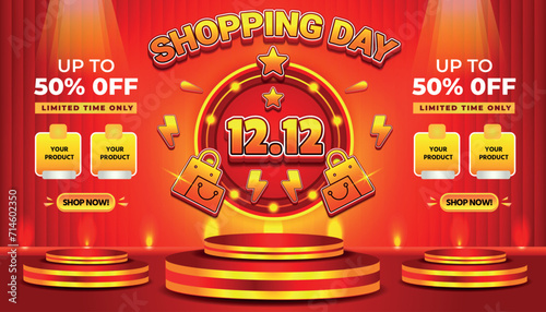 12 12 SALE SHOPPING DAY SUPER SALE EVENT 50 PERCENT OFF BACKGROUND SOCIAL MEDIA