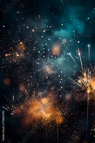 A captivating fireworks display unfolds against a vivid blend of marine influences, showcasing bursts of aquamarine, silver, and orange that animated the dark and illuminated backdrop.
