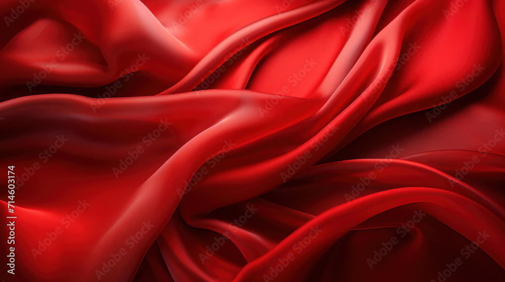 Smooth waves of luxurious red silk fabric create an elegant abstract background. Smooth waves of luxurious red silk fabric create an elegant abstract background.
