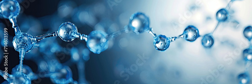 3d   molecules hydrogen  on blue background