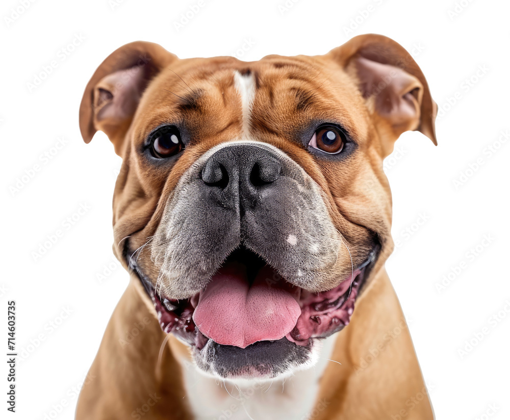 Portrait of a bulldog isolated on transparent background