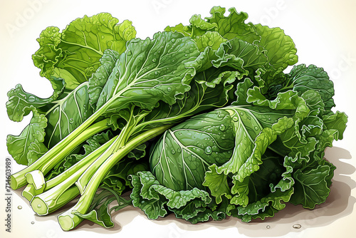 a whole green savoy cabbage on a white background photo