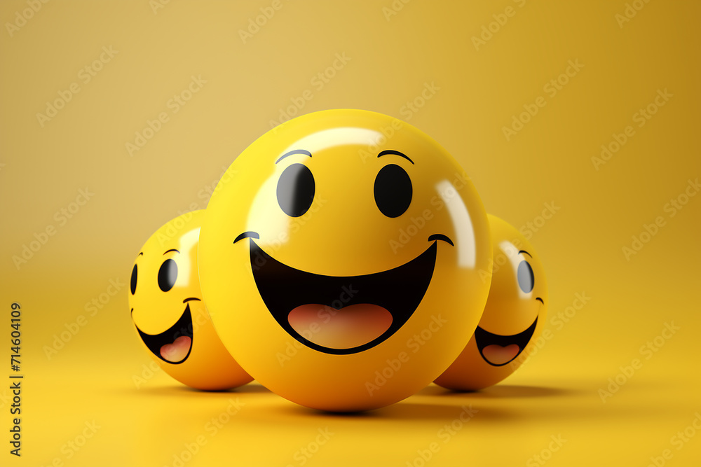 An illustration of a happy smiling emoji emoticon character, smiling face emoji or emoticon icon with happy eyes vector illustration
